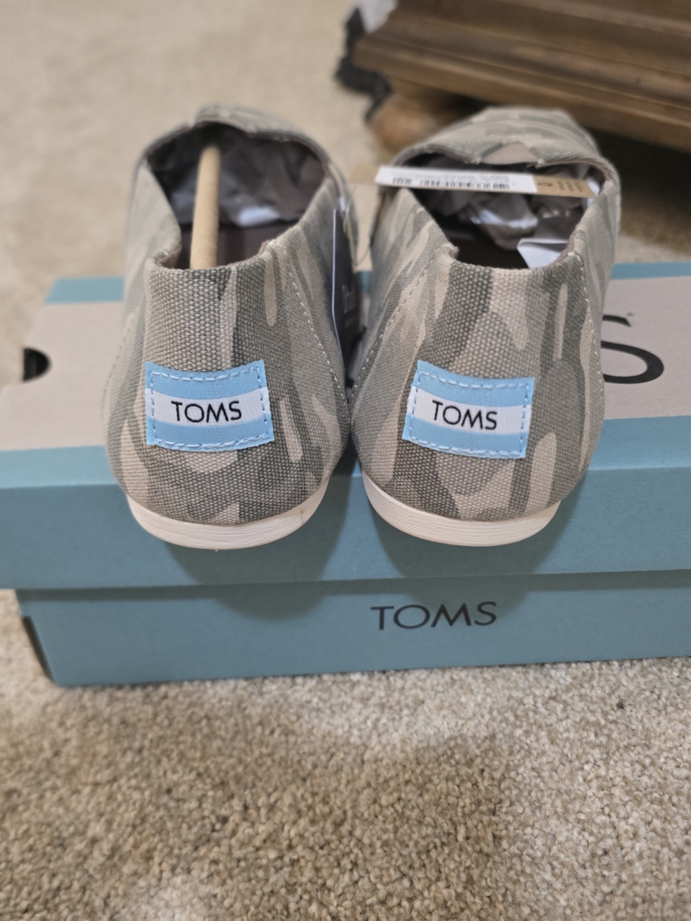 TOMS Women's Camouflage Slip-On Flats - Gray & Cream - Picture 4 of 10